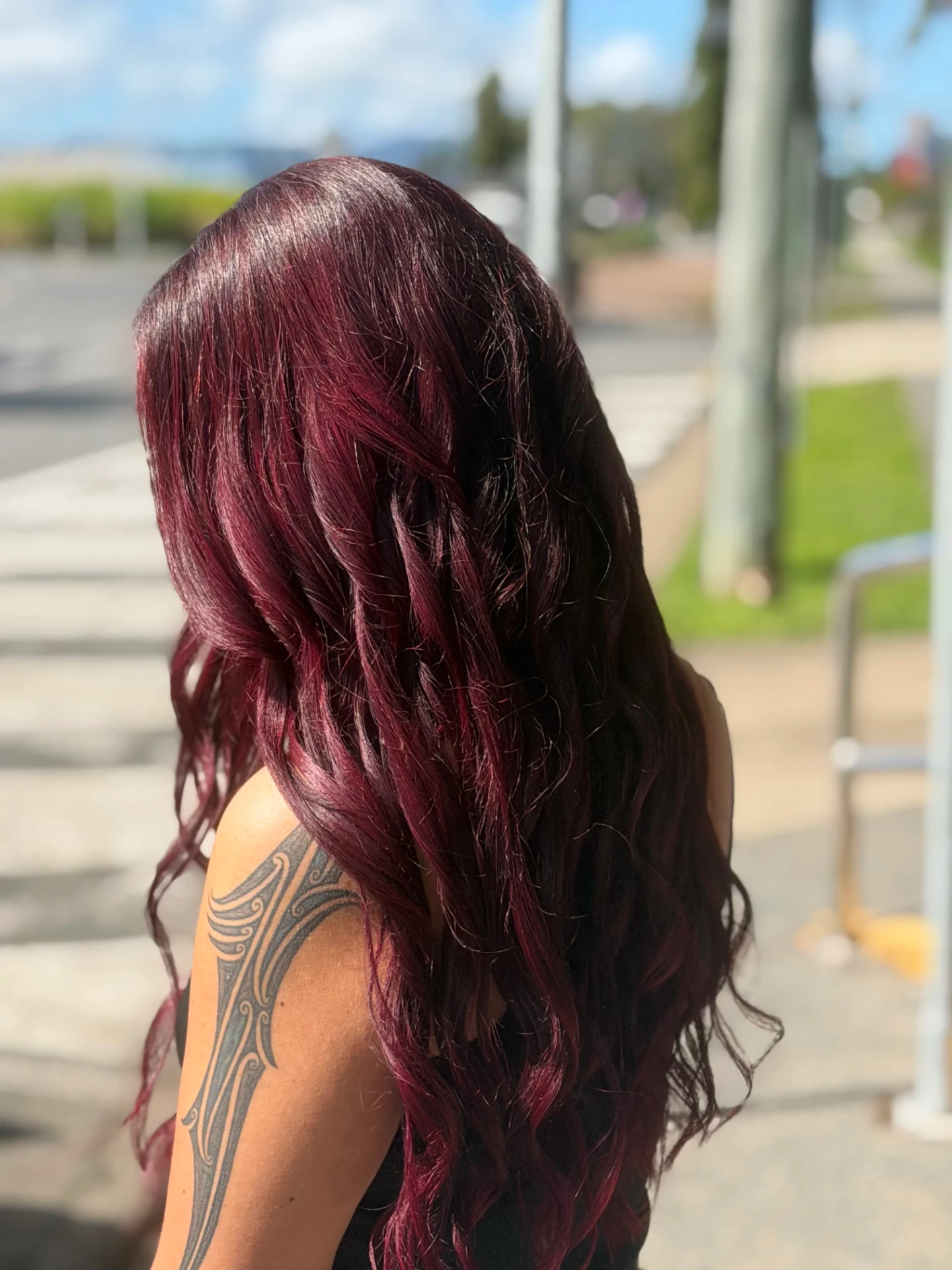 Rich burgundy hair colour by Deb's Hair & Beauty in Proserpine
